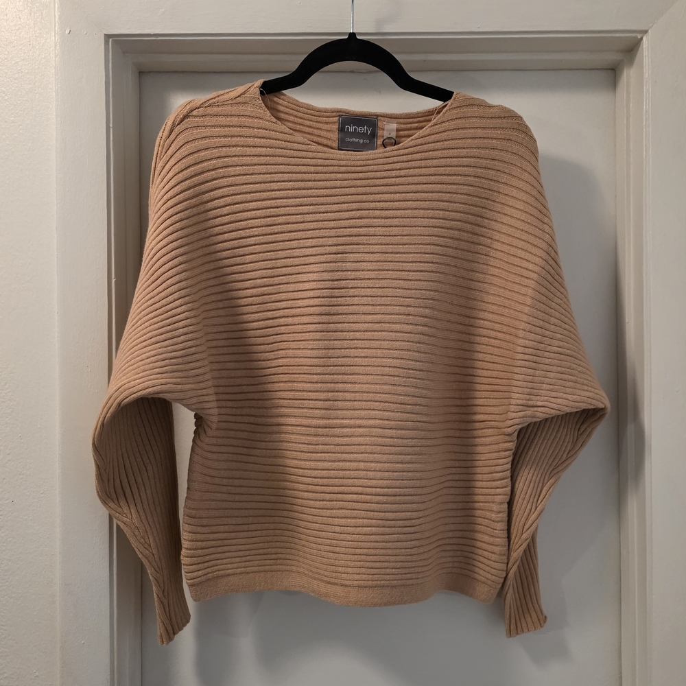 Ninety Clothing Co Women's Tan Dolman Sweater